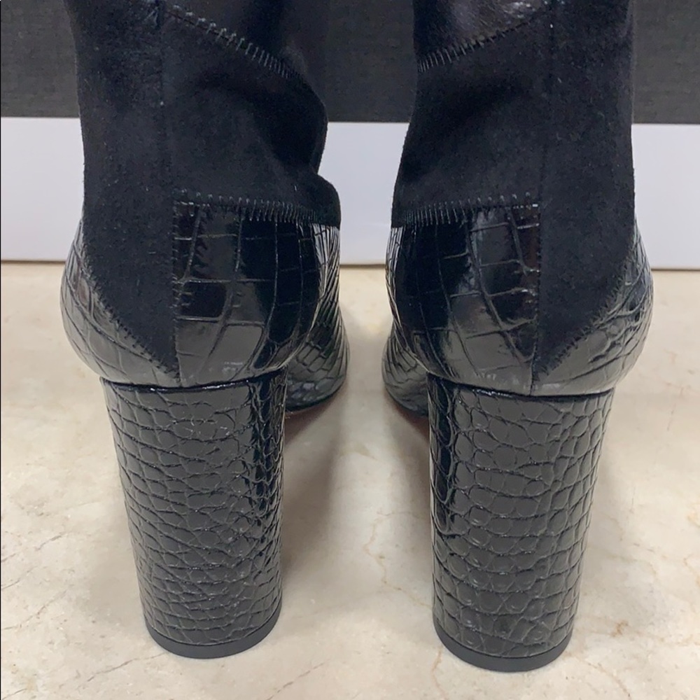 AQUAZZURA BOETTI BOOTS IN BLACK SUEDE AND LEATHER SLIP ON STYLE SIZE 8.5 - Picture 8 of 10
